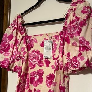 MANGO Floral Puff Sleeve Dress